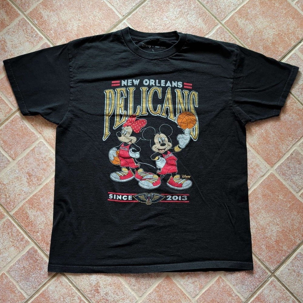 Disney x Junk Food New‎ Orleans Pelicans T-Shirt Mens L Black Mickey Minnie NBA